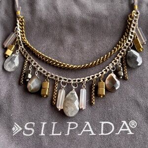SILPADA Sterling Silver Brass Labradorite Agate N3243 Courtyard Chic Necklace